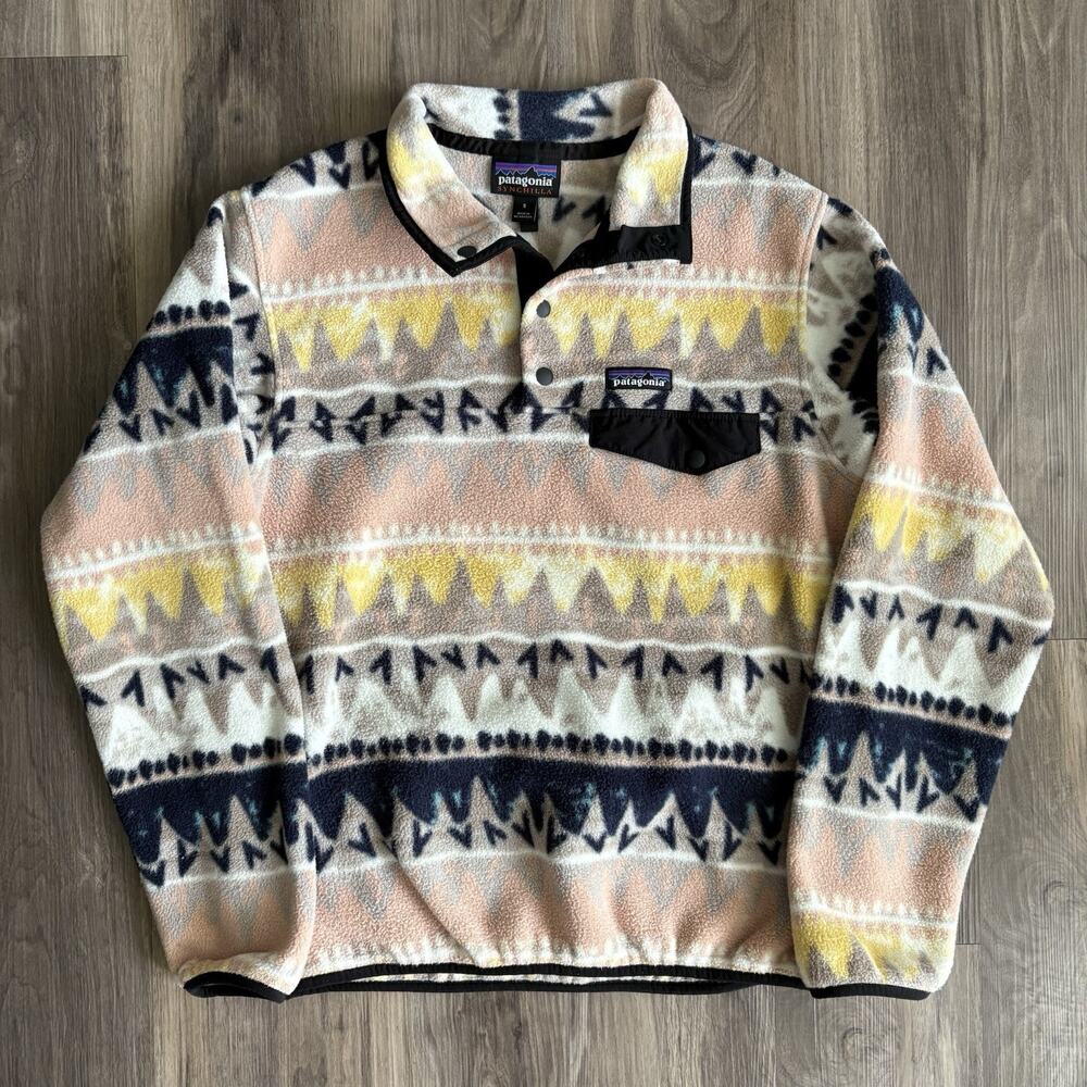 Patagonia Synchilla Fleece Snap-T Pullover Womens Size S Bandicoot Marrow Print